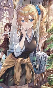 Kaguya Shinomiya, Hayasaka Ai, Kaguya-Sama: Love is War, dziewczyny anime, anime, fanart, uczennica, mundurek szkolny, Tapety HD HD wallpaper