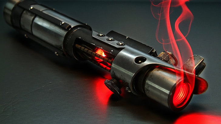 tubo grigio e nero allungato, Star Wars, spada laser, rosso, Sci Fi, Sfondo HD