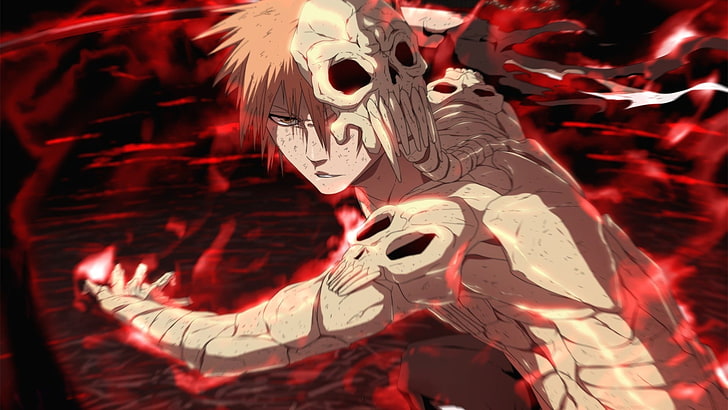 지옥 Ichigo Kurosaki 양식 벽지, 애니메이션, 애니메이션 소년들, 표백제, Kurosaki Ichigo, 지옥, 두개골, HD 배경 화면