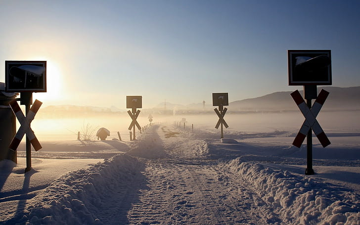 冬、雪、太陽、空、風景、自然、 HDデスクトップの壁紙