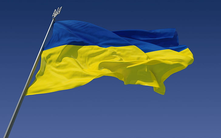 Bandera de Ucrania, bandera azul amarilla y poste, fotografía, 1920x1200, bandera, Ucrania, Fondo de pantalla HD