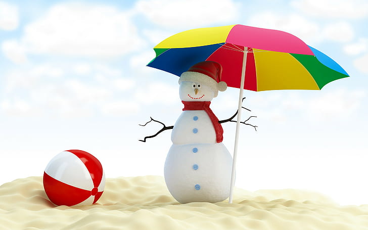 snowman with umbrella, snowman digital art, Best s, s, HD wallpaper