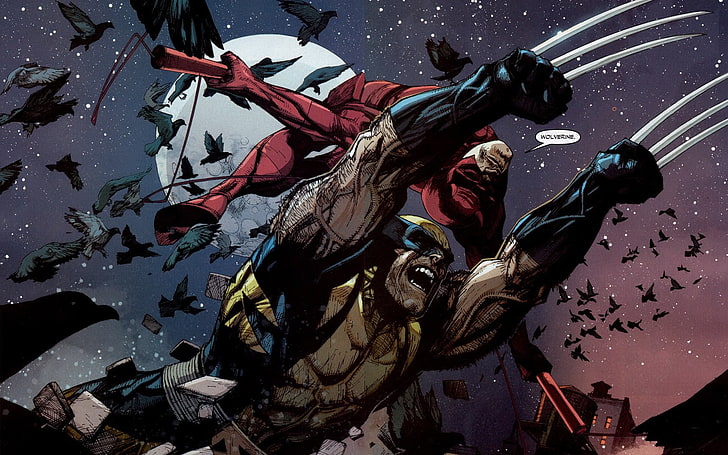Ilustracja Wolverine, Marvel Comics, filmy, X-Men, Wolverine, Daredevil, komiksy, Tapety HD