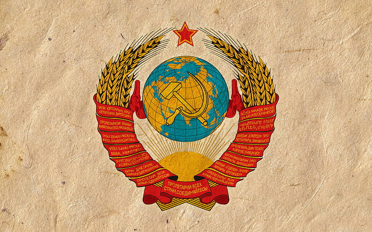 USSR, coat of arms, the hammer and sickle, HD wallpaper