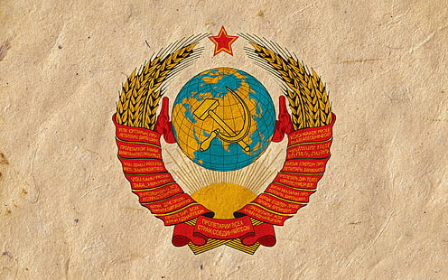 USSR, coat of arms, the hammer and sickle, HD wallpaper HD wallpaper