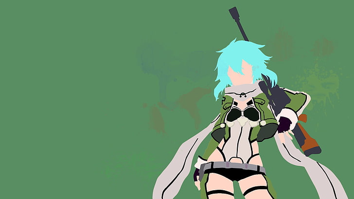 personnage d'anime femme tenant un fond d'écran de fusil, anime, Sword Art Online, Sinon (Sword Art Online), Fond d'écran HD