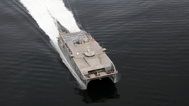 линкор на водоёме, USNS Spearhead, JHSV-1, класс Spearhead, высокоскоростной, TSV, ВМС США, HD обои