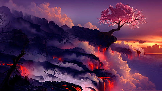 albero rosa, fantasia, Sfondo HD HD wallpaper