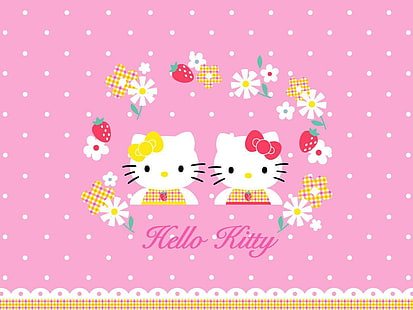 arco bonito Hello Kitty Anime Hello Kitty HD Art, fofo, rosa, Hello Kitty, vestido, arco, HD papel de parede HD wallpaper