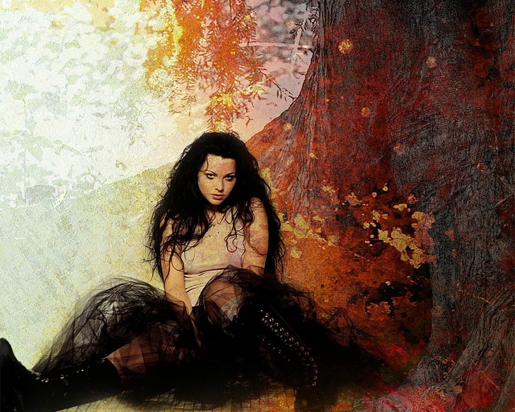 kvinna sitter illustration, kvinnor, konstnärliga, Amy Lee, Evanescence, HD tapet