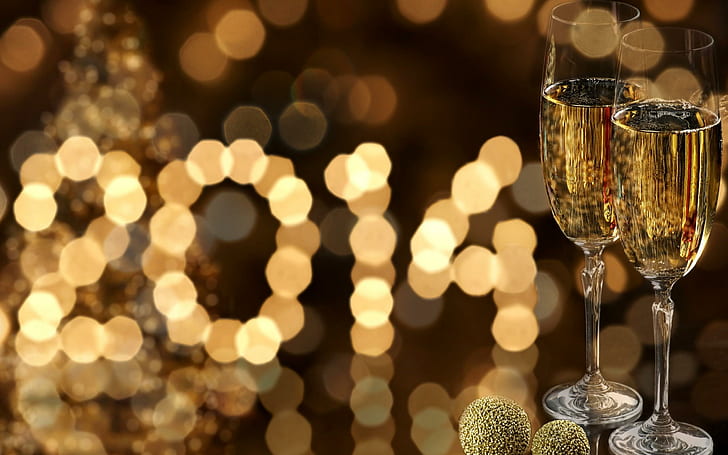Happy New Year Champagne Stemware 2014, happy new year, champagne, stemware, 2014, HD wallpaper