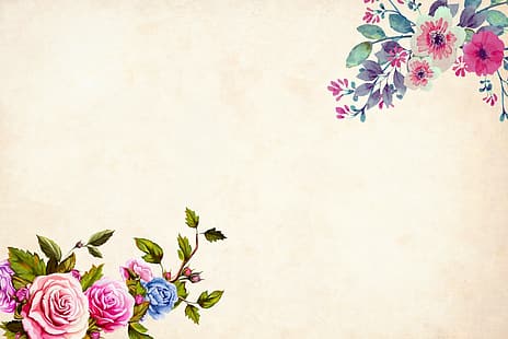  flowers, background, postcard, template, blank, HD wallpaper HD wallpaper