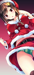 アニメの女の子、クリスマス、かわいい下着、下着、脚、曲線美、パンチラ、 HDデスクトップの壁紙 HD wallpaper