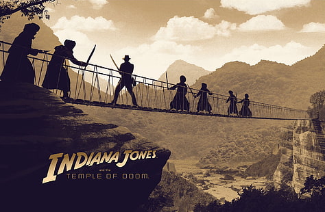 1984 (år), filmer, Indiana Jones, Indiana Jones and the Temple of Doom (filmer), konstverk, bro, HD tapet HD wallpaper