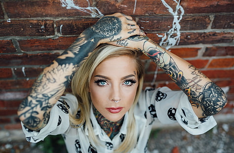 eyes, tattoo, madisonskye, tattooed girls, tattoo girls, HD wallpaper HD wallpaper