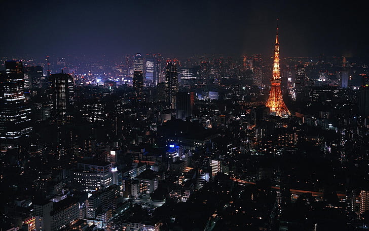 Токио ночью, ночь, Токио, HD обои