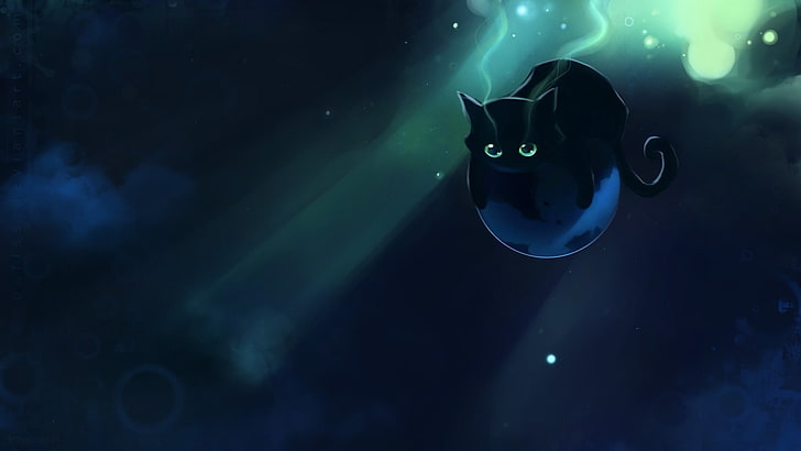 черная кошка цифровые обои, планета, котэ, апофис, флаер, HD обои