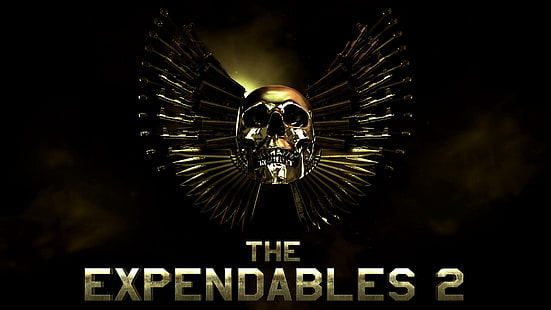 The Expendables, The Expendables 2, Gold, Movie, Skull, HD wallpaper HD wallpaper