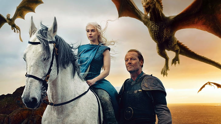 Emilia Clarke, Daenerys Targaryen, dragón, Juego de Tronos, Fondo de pantalla HD