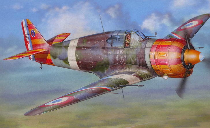 figure, art, fighter-monoplane, French, times, The second world war, MB.150, Bloch, HD wallpaper