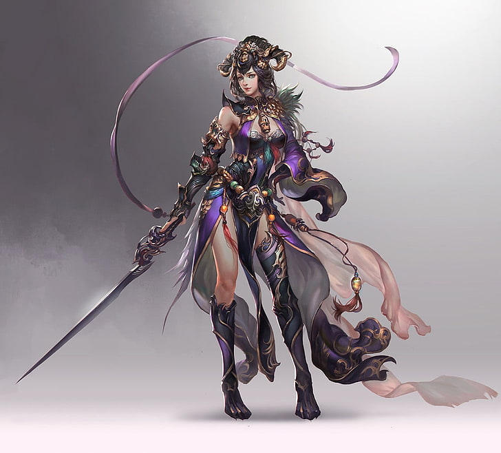 personaggio femminile con spada, spada, Sfondo HD