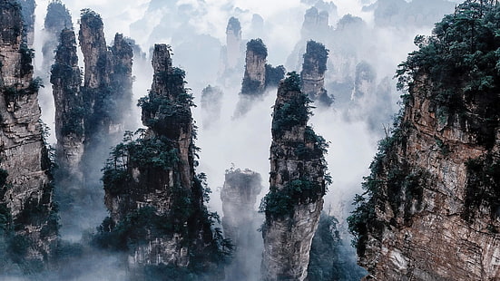 Parque Nacional de Zhangjiajie na China, Zhangjiajie, Parque, Nacional, China, HD papel de parede HD wallpaper