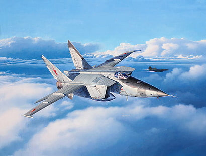 Jet Fighters, Mikoyan-Gurevich MiG-25, Самолет, Artistic, Jet Fighter, Warplane, HD тапет HD wallpaper