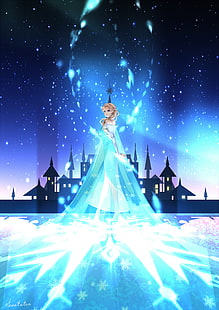 desenho animado, Frozen (filme), Princesa Elsa, arte dos fãs, HD papel de parede HD wallpaper