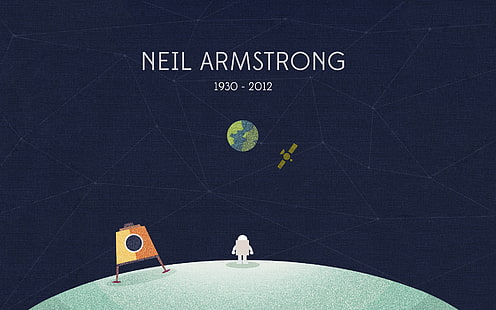 Нил Армстронг, минимализм, космонавт, космическое искусство, космос, планета, луна, земля, HD обои HD wallpaper