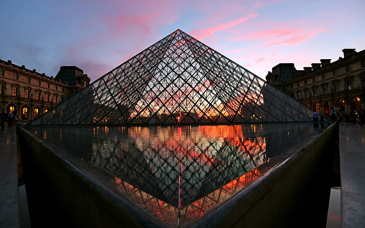 Louvre Louvre Pyramid Buildings Paris HD, bangunan, arsitektur, Paris, piramida, louvre, Wallpaper HD