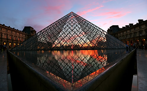 Лувр Лувр Пирамида Здания Париж HD, здания, архитектура, Париж, пирамида, Лувр, HD обои HD wallpaper