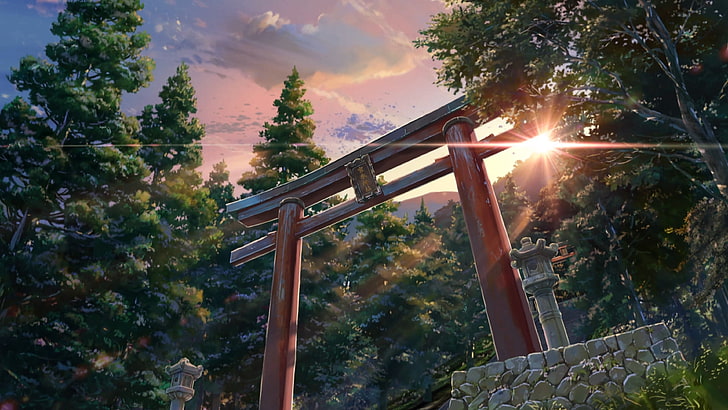 ilustração de portão de torri, Makoto Shinkai, Kimi no Na Wa, HD papel de parede