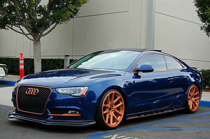 audi a5 coupe, blue, side view, luxury, cars, modified, Vehicle, HD wallpaper