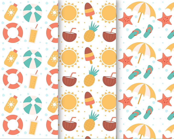 Textura, padrão, sol, sorvete, guarda-chuva, amarelo, doce, fruta, bola, vara, verão, papel, abacaxi, HD papel de parede
