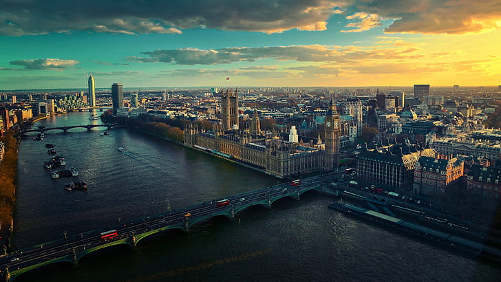 Jembatan London, berbagai macam bangunan, London, Cityscape, bangunan, Big Ben, Inggris, Inggris, Sungai Thames, Westminster, kota, jembatan, sungai, Wallpaper HD