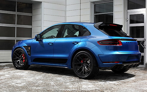 суперкар, синий, синий авто, Porsche, Porsche Macan, HD обои HD wallpaper