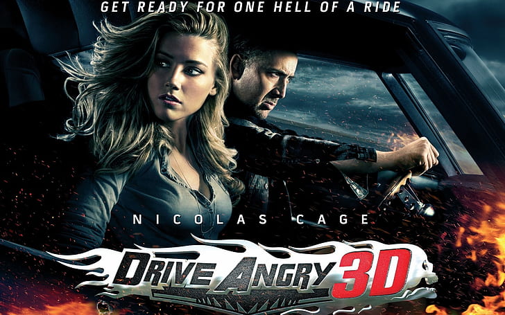 Drive Angry 3D, film, plakat, nicolas cage, aktorzy, Tapety HD