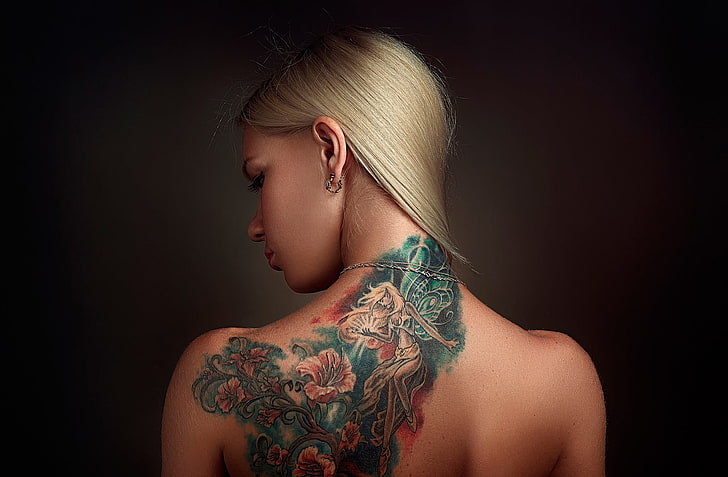 blondynka, tatuaż, kobiety, modelka, Tapety HD
