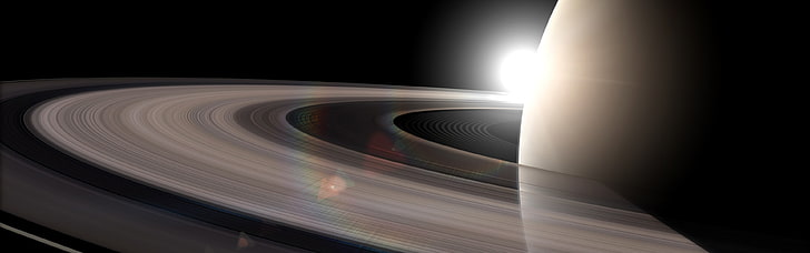 saturn space planetary rings planet solar system multiple display, HD wallpaper