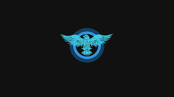 blå fågel logotyp, örn, skallig örn, cirkel, HD tapet