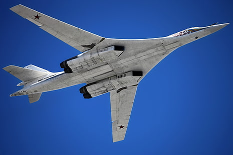 white fighter plane, Russia, bomber, missile, strategic, BBC, The Tu-160, white Swan, Blackjack, supersonic, HD wallpaper HD wallpaper