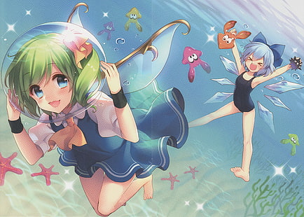  Anime, Crossover, Cirno (Touhou), Daiyousei (Touhou), HD wallpaper HD wallpaper
