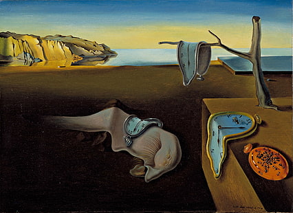 Arte clásico, Relojes, paisaje, Fusión, pintura, Salvador Dalí, Surrealista, Fondo de pantalla HD HD wallpaper