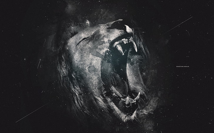 วอลล์เปเปอร์สิงโตคำรามนามธรรมสิงโตงานศิลปะสัตว์ศิลปะดิจิตอล, วอลล์เปเปอร์ HD