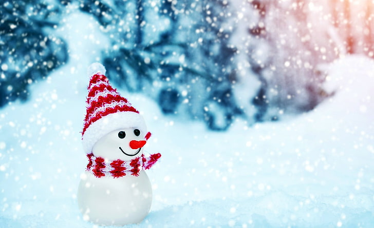 Cute Snowman, white snowman digital wallpaper, Seasons, Winter, HD wallpaper