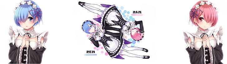 Re: Zero Kara Hajimeru Isekai Seikatsu, Ram (Re: Zero), Rem (Re: Zero), HD тапет