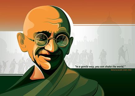 Mahatma Ghandi, Mahatma Gandhi, Üç Renkli, Popüler tırnak, HD, 4K, HD masaüstü duvar kağıdı HD wallpaper
