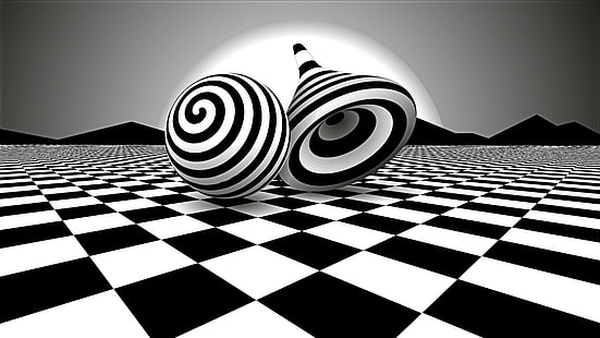 black and white, optical illusion, illusion, monochrome, design, graphics, HD wallpaper HD wallpaper
