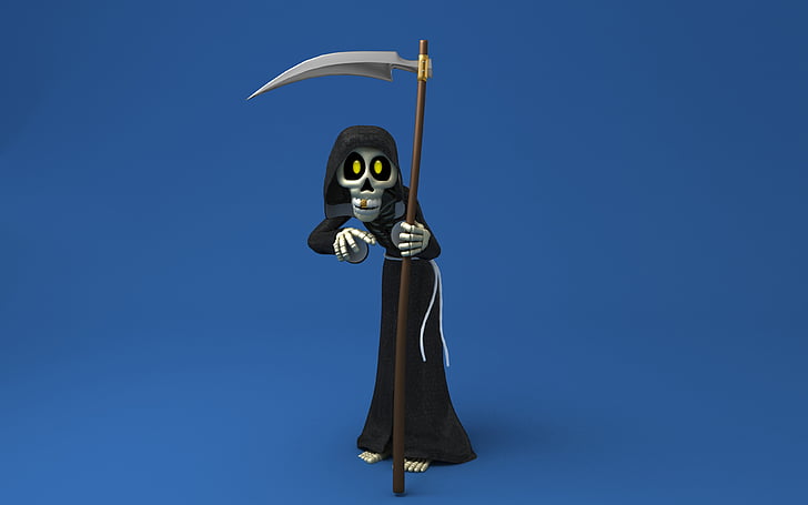 illustration of grim reaper cartoon character, Halloween zombie, Dead, HD, 4K, HD wallpaper
