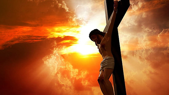 Иисус, крест, небо, солнце, христианин, облако, HD обои HD wallpaper